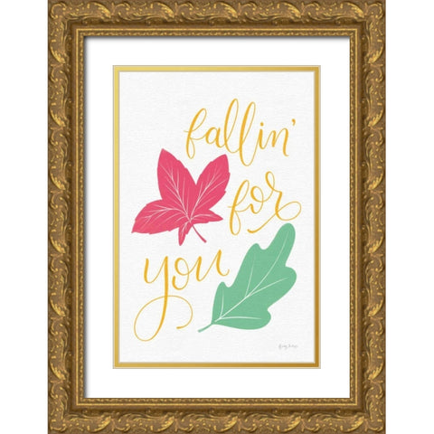 Fallin For You Bright Gold Ornate Wood Framed Art Print with Double Matting by Thorns, Becky