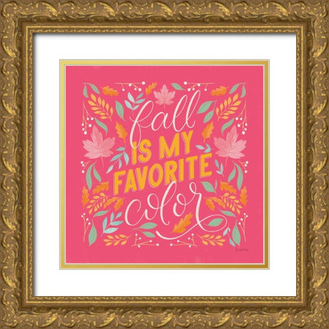 Autumn Sayings I Bright Gold Ornate Wood Framed Art Print with Double Matting by Thorns, Becky