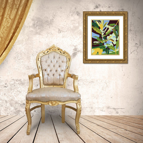Bay Leaf Gold Ornate Wood Framed Art Print with Double Matting by Gallagher, Megan