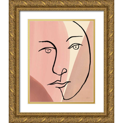 Ink Women IV Colorblock Gold Ornate Wood Framed Art Print with Double Matting by Schlabach, Sue
