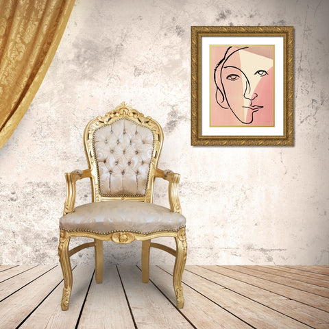 Ink Women V Colorblock Gold Ornate Wood Framed Art Print with Double Matting by Schlabach, Sue
