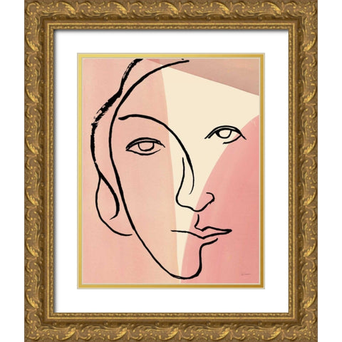 Ink Women V Colorblock Gold Ornate Wood Framed Art Print with Double Matting by Schlabach, Sue