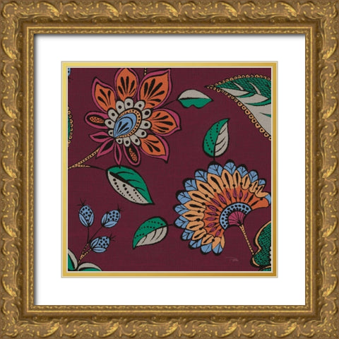Garden Drawings III Wine Gold Ornate Wood Framed Art Print with Double Matting by Pela