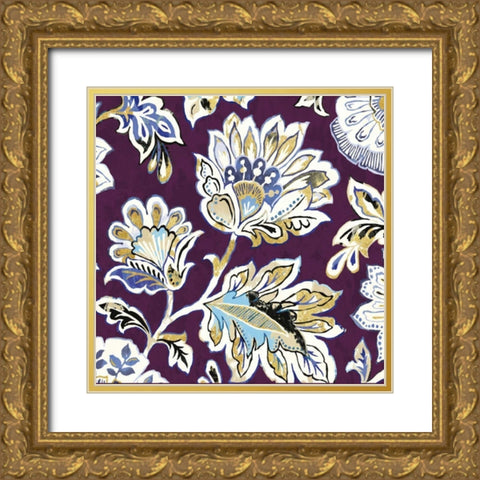 Ceylon Gardens V Plum Gold Ornate Wood Framed Art Print with Double Matting by Wild Apple Portfolio