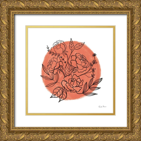 Black and White Botanical II Fiesta Gold Ornate Wood Framed Art Print with Double Matting by Zaman, Farida