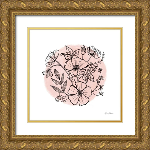 Black and White Botanical III Rose Gold Ornate Wood Framed Art Print with Double Matting by Zaman, Farida