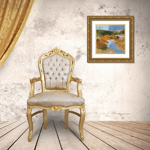 Autumn in the West Sq Gold Ornate Wood Framed Art Print with Double Matting by Purinton, Julia