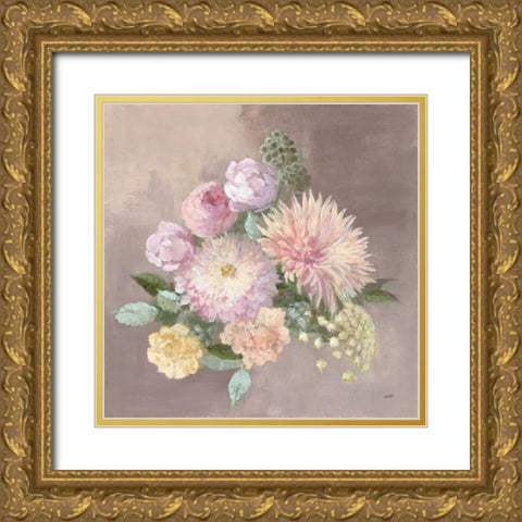 Pale Floral Spray I Gold Ornate Wood Framed Art Print with Double Matting by Purinton, Julia