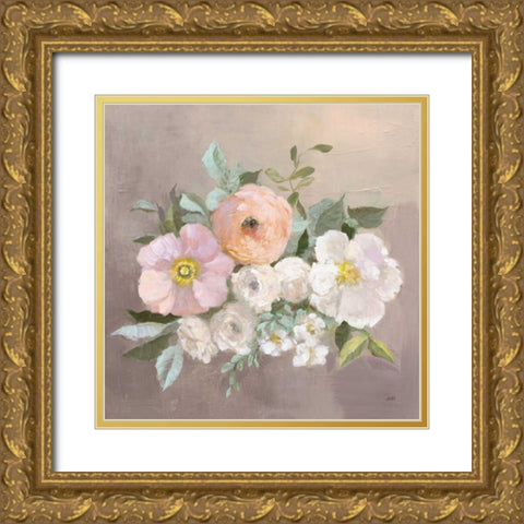 Pale Floral Spray II Gold Ornate Wood Framed Art Print with Double Matting by Purinton, Julia
