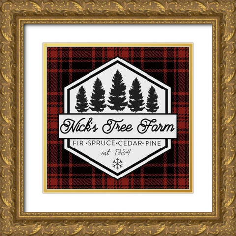 Plaid Holidays I RB Gold Ornate Wood Framed Art Print with Double Matting by Wild Apple Portfolio