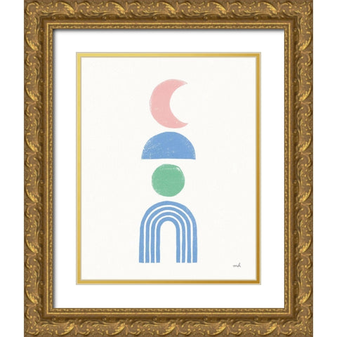 Minimalist Boho II Pastel Gold Ornate Wood Framed Art Print with Double Matting by Hershey, Moira
