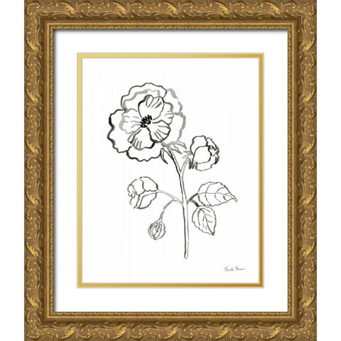 Joyful Peonies II Gold Ornate Wood Framed Art Print with Double Matting by Zaman, Farida