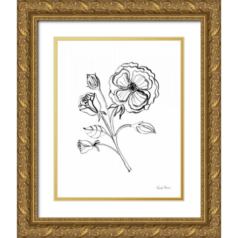 Joyful Peonies III Gold Ornate Wood Framed Art Print with Double Matting by Zaman, Farida