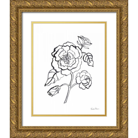 Joyful Peonies IV Gold Ornate Wood Framed Art Print with Double Matting by Zaman, Farida