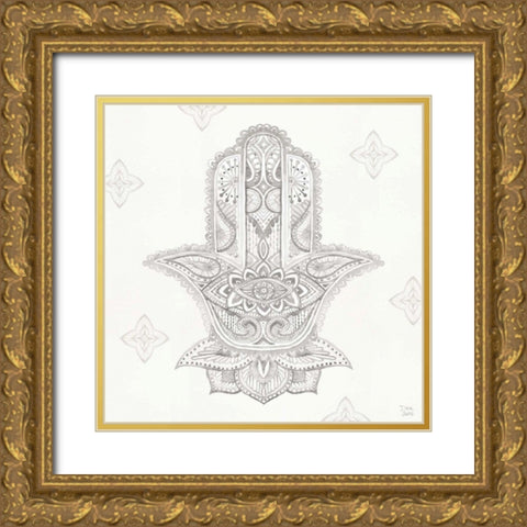 Touch of Hamsa III Gold Ornate Wood Framed Art Print with Double Matting by June, Dina