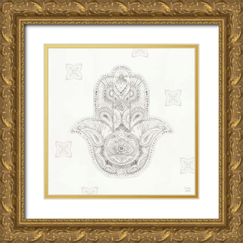 Touch of Hamsa IV Gold Ornate Wood Framed Art Print with Double Matting by June, Dina