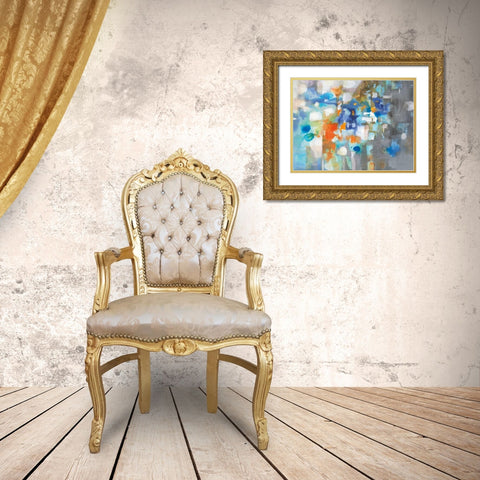 Andes Ink Stain Gold Ornate Wood Framed Art Print with Double Matting by Nai, Danhui