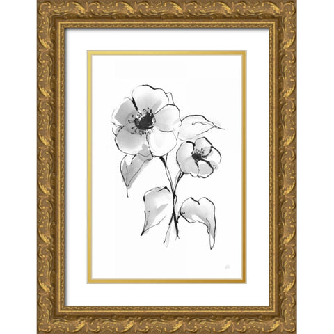 Wash Poppy I Gold Ornate Wood Framed Art Print with Double Matting by Paschke, Chris