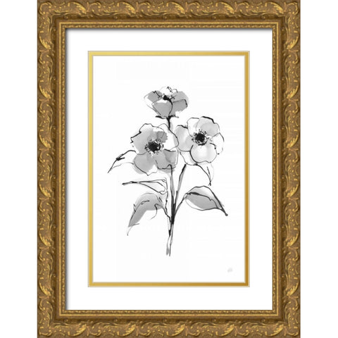 Wash Poppy II Gold Ornate Wood Framed Art Print with Double Matting by Paschke, Chris