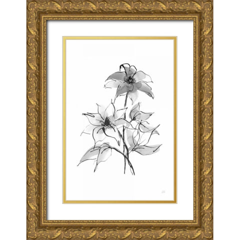 Wash Clematis Gold Ornate Wood Framed Art Print with Double Matting by Paschke, Chris