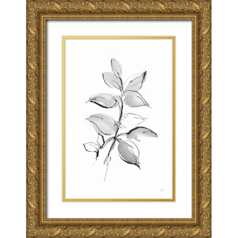 Wash Leaf I Gold Ornate Wood Framed Art Print with Double Matting by Paschke, Chris