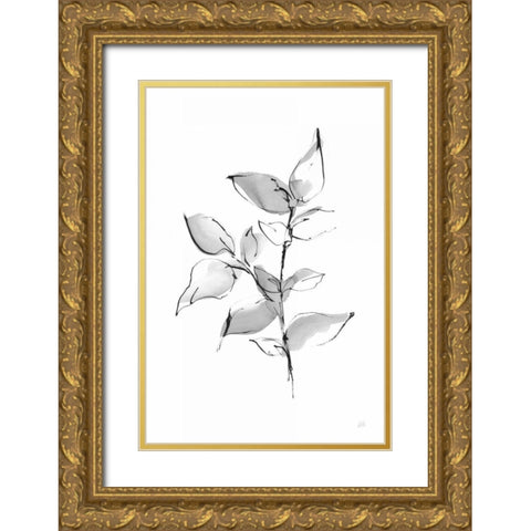 Wash Leaf II Gold Ornate Wood Framed Art Print with Double Matting by Paschke, Chris