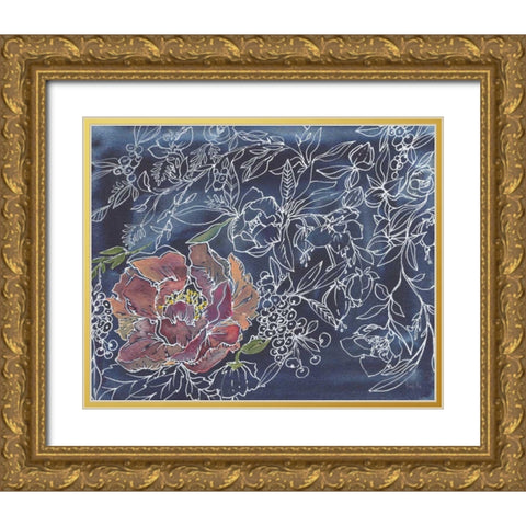 Garden at Dusk Gold Ornate Wood Framed Art Print with Double Matting by Rice, Kristy