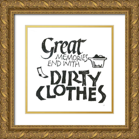 Laundry Room I White Gold Ornate Wood Framed Art Print with Double Matting by Paschke, Chris