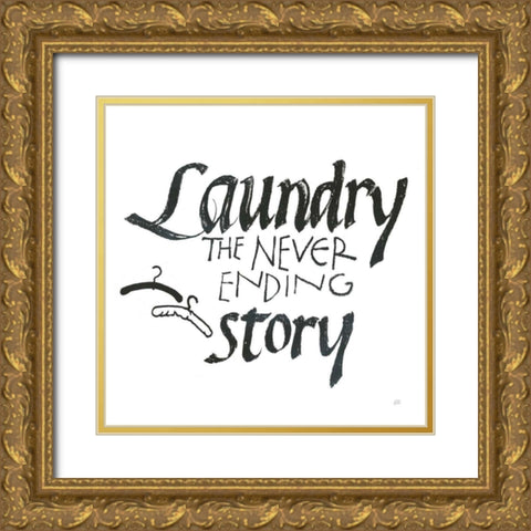 Laundry Room II White Gold Ornate Wood Framed Art Print with Double Matting by Paschke, Chris