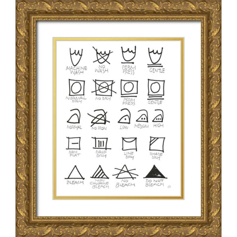 Laundry Room Icons White Gold Ornate Wood Framed Art Print with Double Matting by Paschke, Chris