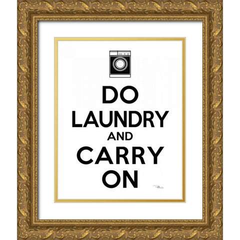 Laundry On I BW Gold Ornate Wood Framed Art Print with Double Matting by Pela Studio