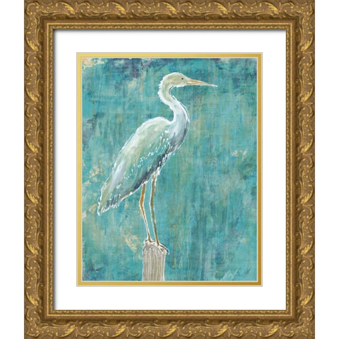 Coastal Egret I Dark Gold Ornate Wood Framed Art Print with Double Matting by Schlabach, Sue