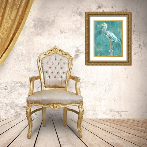 Coastal Egret II Dark Gold Ornate Wood Framed Art Print with Double Matting by Schlabach, Sue