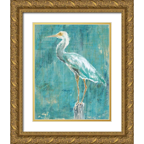 Coastal Egret II Dark Gold Ornate Wood Framed Art Print with Double Matting by Schlabach, Sue
