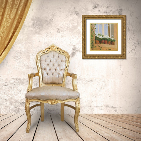 Chateau Creancey Window Light Sq Gold Ornate Wood Framed Art Print with Double Matting by Novak, Shirley