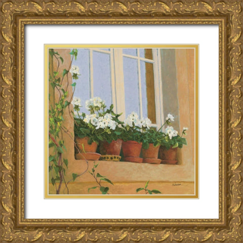 Chateau Creancey Window Light Sq Gold Ornate Wood Framed Art Print with Double Matting by Novak, Shirley