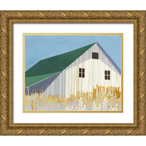 Wheat Fields Green Crop Gold Ornate Wood Framed Art Print with Double Matting by Tillmon, Avery