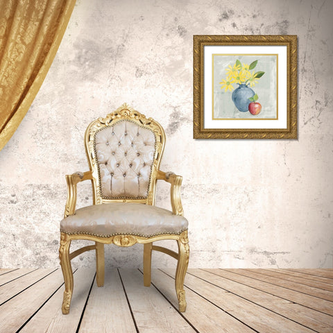 Floral Still Life Gray Gold Ornate Wood Framed Art Print with Double Matting by Tillmon, Avery
