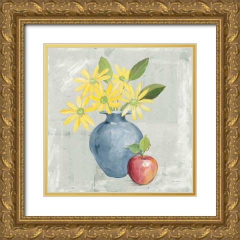 Floral Still Life Gray Gold Ornate Wood Framed Art Print with Double Matting by Tillmon, Avery