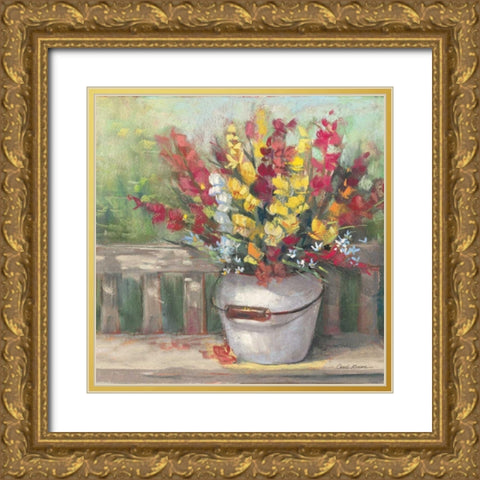 Snapdragon Bouquet Gold Ornate Wood Framed Art Print with Double Matting by Rowan, Carol