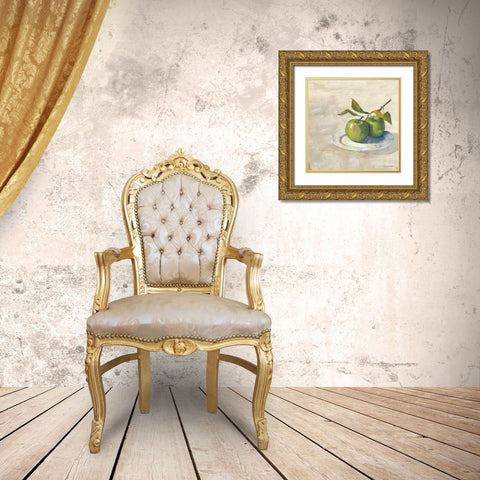 Green Apple I Neutral Gold Ornate Wood Framed Art Print with Double Matting by Rowan, Carol