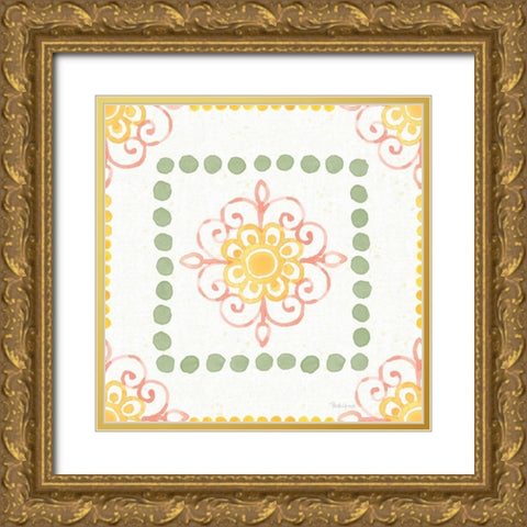 Citrus Charm Pattern VIII Gold Ornate Wood Framed Art Print with Double Matting by Grove, Beth