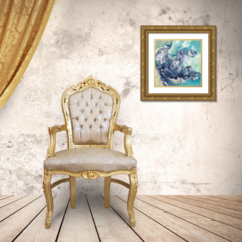 Turquoise Gold Ornate Wood Framed Art Print with Double Matting by Vassileva, Silvia
