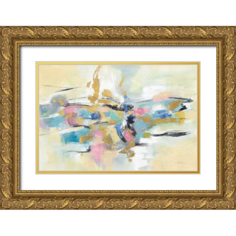 Kimono Fragment Gold Ornate Wood Framed Art Print with Double Matting by Vassileva, Silvia
