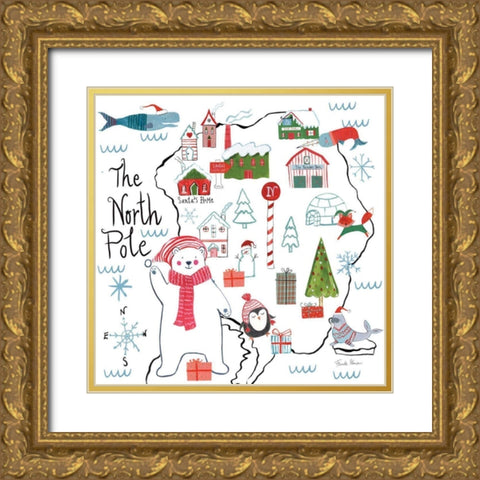 North Pole Pals I Gold Ornate Wood Framed Art Print with Double Matting by Zaman, Farida