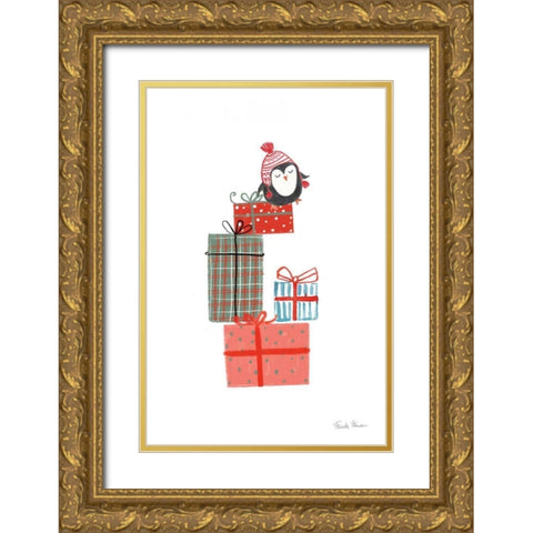 North Pole Pals II Gold Ornate Wood Framed Art Print with Double Matting by Zaman, Farida