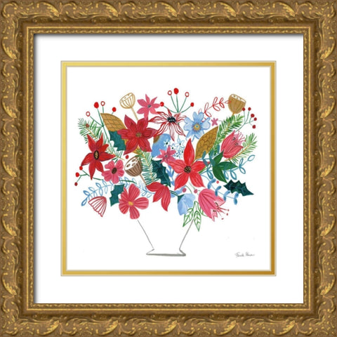 Holiday Bouquet I Gold Ornate Wood Framed Art Print with Double Matting by Zaman, Farida
