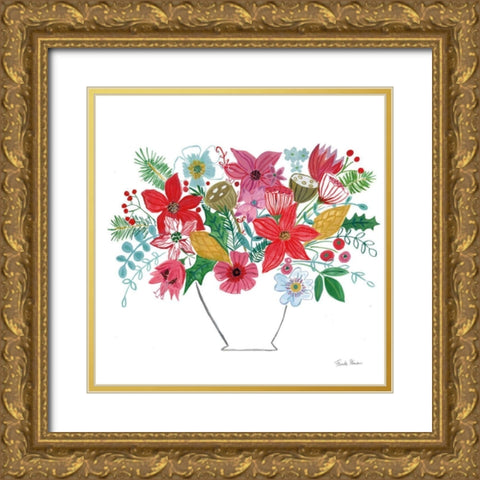 Holiday Bouquet II Gold Ornate Wood Framed Art Print with Double Matting by Zaman, Farida