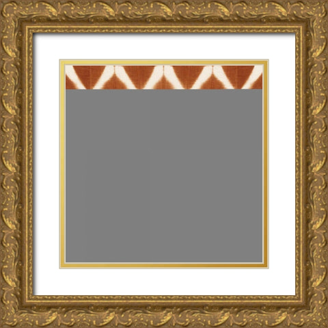 Shibori Square V Orange Gold Ornate Wood Framed Art Print with Double Matting by Green, Nancy