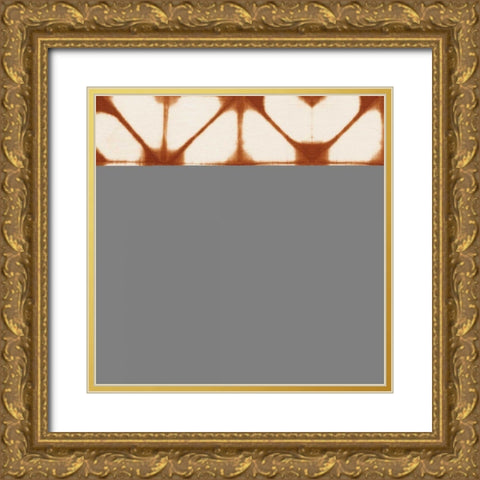 Shibori Square VIII Orange Gold Ornate Wood Framed Art Print with Double Matting by Green, Nancy